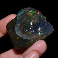 Lot de 3 pièces d'opale éthiopienne Welo Fire Oily naturelle à 100% de qualité AAA, pierre précieuse brute taillée en vrac pour la fabrication de bijoux DIY, certifiée par un tiers