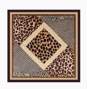 Leopard Print Summer Square Silk Scarf Hijab Shawl Fashion Accessory for Women - Product Image 1