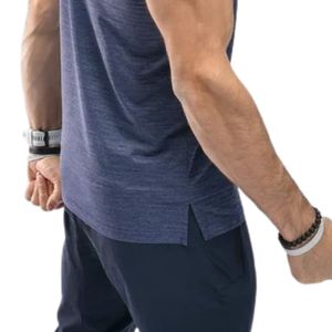 Men's <b>Navy</b> Blue Slim Fit Crew Neck Short Sleeve T Shirt Plain Stretch Casual Tee - Product Image 5