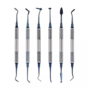 Kit de 6 espátulas dentales con mangos ergonómicos y cabezales recubiertos de titanio, equipo dental para relleno de resina de Mahfooz Instrument. - Product Image 4