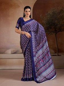 Wholesale Elegant Geometric Printed Summer/Winter <b>Saree</b> Luxury Soft Crepe Silk Indian Traditional Wear Women Party <b>Blouse</b> Piece - Product Image 6