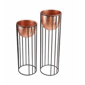 Maceta de cobre estilo trípode de Venta caliente con soporte de hierro negro mate maceta de suelo de hierro maceta de cobre hecha a mano - Product Image 2