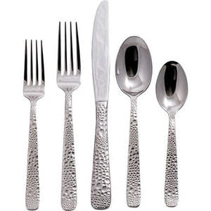 ชุดช้อนส้อมสไตล์อเมริกัน 5 ชิ้น ชุบเงิน ดีไซน์ลายค้อน ด้ามจับสแตนเลส - Product Image 6