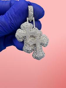 Colgante de Trébol de Cuatro Hojas Personalizado con Micro Pavé, Joyería Hip Hop, Plata de Ley 925, Estilo Bling Rapper, Amuleto de Moda - Product Image 3