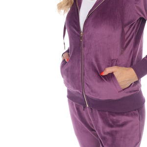Winter Hooded <b>Rhinestone</b> Printed Velvet <b>Fabric</b> Unisex Cotton Tracksuit with Velour Fleece Lining for Men & Women Training Wear - Product Image 5
