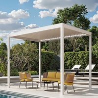 Pergola autonome à lames orientables avec structure en métal graphite et couverture imperméable pour zones de détente dans les jardins