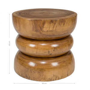 Tabouret empilable en bois de Suar massif, finition naturelle, design organique contemporain, qualité supérieure, polyvalent, pour salon - Product Image 2