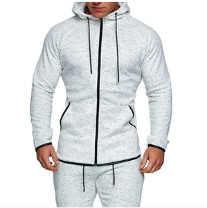 Ensemble de survêtement pour homme, blanc, à capuche et fermeture éclair, 2 pièces, coupe slim, vêtements de sport, jogging - Product Image 3