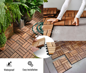 Dalles de terrasse en bois d'acacia contemporaines, antidérapantes, à emboîtement - Product Image 3