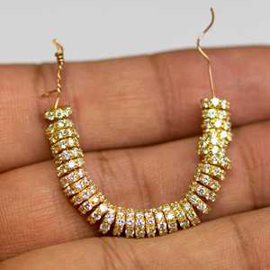Accesorio de Diamantes Sueltos de Oro Amarillo Sólido de 18K de 5mm con Forma de Rueda Rondelle Eternity para Abalorios y Separadores - Product Image 5