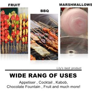 Brochettes en bambou naturel de 8 pouces pour kabobs, fontaines à chocolat, grillades et barbecues, artisanat de cuisine et bâtonnets pour apéritifs, fruits et cocktails - Product Image 5