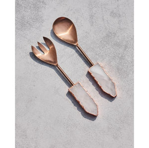 Ensemble de cuillères et fourchettes de service en acier inoxydable doré brillant de qualité alimentaire pour une table et une cuisine élégantes - Product Image 2