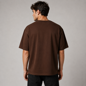 Camiseta de Algodón Marrón Extra Grande para Hombre, Manga Corta, Cuello Redondo, Logotipo Formal en la Parte Delantera, Impresión Digital, Tejido Jersey Transpirable, OEM - Product Image 6
