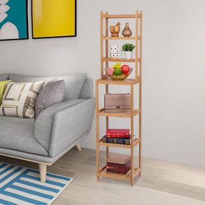 Scaffale da Bagno Multifunzionale a 7 Ripiani in Bambù 100% Naturale, Rimovibile, 72 * 43.5 * 160.7cm YF - Product Image 6