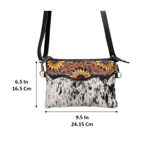 Bolso de Mano de Cuero Vacuno, Bolso Bandolera de Cuero Tallado a Mano, Estilo Bohemio Gitano, Hecho a Mano, Estilo Occidental, Multiusos - Product Image 2