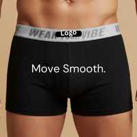 Boxers pour hommes en coton respirant, tricotés côtelés doux, sans coutures, style short, avec logo personnalisé et ceinture élastique