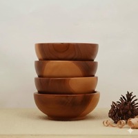 Natuurlijk gepolijste klassieke houten schaal voor salade, fruit, rijst & soep - milieuvriendelijk voor thuisgebruik en feesten