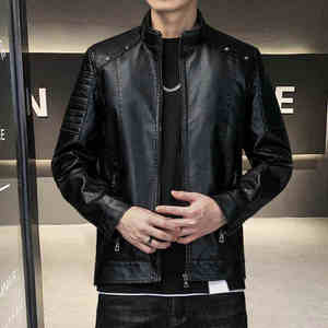 Nouvelle veste en cuir souple pour homme, collection printemps-automne, style tendance, manches longues, dernières tendances. - Product Image 2