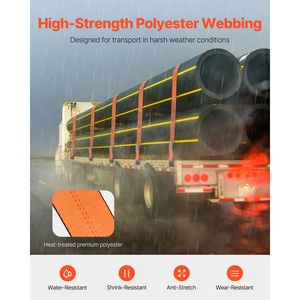 Set di 10 Cinghie per Verricello per Camion, 4 in x 30 ft, con Gancio Piatto, Resistenza alla Rottura 18000 Lbs, Accessori per il Controllo del Carico - Product Image 3