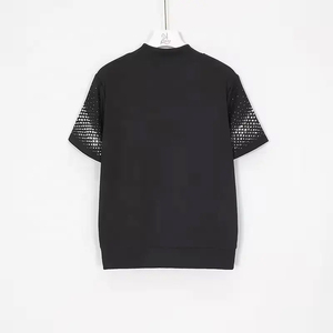 Survêtement unisexe noir à fermeture éclair, manches courtes, motif à pois, respirant, style sportif, longueur intégrale, en polyester, pour adulte, tenue d'été. - Product Image 3