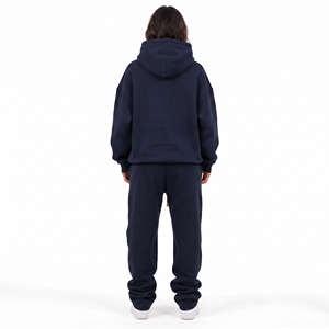Conjunto Deportivo de Felpa para Mujer, con Capucha Bordada, Hombros Caídos, Pantalones Deportivos Gruesos de 500 GSM, Estilo Francés - Product Image 2