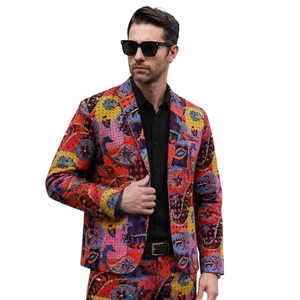 Nouveau Blazer de Costume Homme en Lin Slim Imprimé Floral Respirant pour Fête, Collection Automne 2021 - Product Image 2