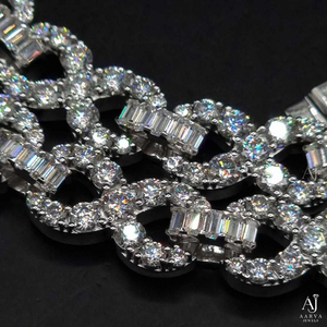 AARVA JEWELS Men's Silver Plated 925 Silver Moissanite Cuban <b>Statement</b> <b>Necklace</b> Pave Setting Hiphop Link Chain Geometric Design - Product Image 3