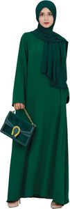 Abaya pour femmes, couleur unie verte, manches longues, à capuche, longueur au sol, robe modeste légère, style moyen-oriental, pour un usage quotidien - Product Image 3