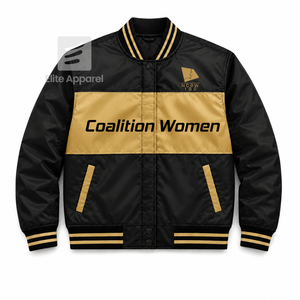 Custom NCBW Sorority Racing jacket breathable embroidered logo black and gold Racing Style for female with polyester lining - Product Image 1