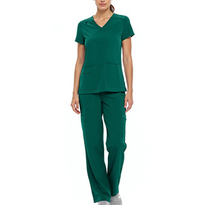 Women's Green <b>Scrub</b> Set V-Neck Top With Pockets And Drawstring Pants Hospital <b>Uniform</b> Medical Workwear - Product Image 4