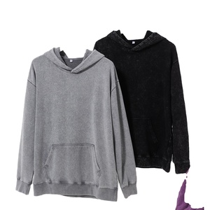 เสื้อฮู้ดล้างกรดผ้าฝ้ายฝรั่งเศสเทอร์รี่ระบายอากาศ100% กล่องเปล่าพอดีกับเสื้อมีฮู้ดแบบสวมหัวไหล่ตกงานตามสั่ง - Product Image 1