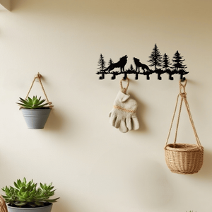 Wolf Key Holder <b>Wall</b> Mount Rustic 8 <b>Hook</b> Coat <b>Rack</b> for Keys Hats Scarves-Entryway Organizer for Hallway Bedroom Bath - Product Image 3