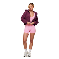 Sweat-shirt à capuche zippé court pour femme, doublé en polaire, couleur unie, veste décontractée pour l'automne et l'hiver