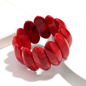 Bracelet en résine en forme de cœur, élastique, couleur unie, perles tridimensionnelles, bijoux pour femmes, cadeau, artisanat en résine - Product Image 1