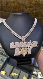 จี้เพชรโมอิสซาไนต์แบบกำหนดเอง CONCEPTION เงินแท้ 925 ชุบทอง 14K สไตล์ฮิปฮอปประดับเพชรโมอิสซาไนต์ - Product Image 2