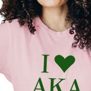 Camiseta I Love AKA, camiseta de algodón bordada en rosa y verde, Top informal de manga corta a la moda para mujeres y hombres, ropa cómoda de verano - Product Image 5