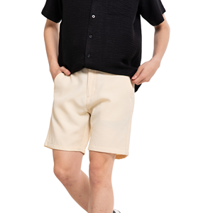 Shorts Bermuda en Coton Oxford Uni pour Homme, Taille Mi-Haute, Fermeture Boutonnée, Style Décontracté avec Poches, Tissu Respirant - Product Image 2