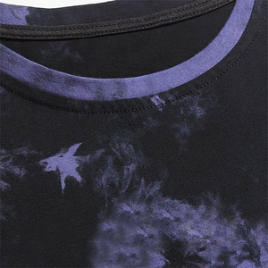 Camiseta de Punto Tie-Dye para Hombre, Manga Corta, Cuello Redondo, Corte Regular Informal, Diseño con Patrón Morado y Negro - Product Image 3