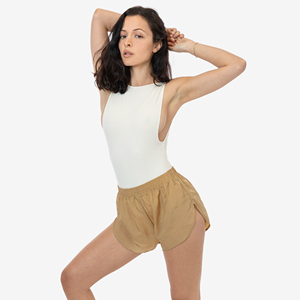Women's Mid-Waist <b>Elastic</b> Waist Running Shorts Breathable Summer Sexy Club Drawstring Embroidered Designs Crinkle Nylon Shorts - Product Image 1