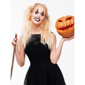 Boucles d'oreilles pendantes fantaisie pour femme, thème Halloween : citrouille, fantôme, crâne effrayant, chapeau de sorcière, motif 'Boo' et 'Trick or Treat', avec perles - Product Image 3