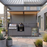 Cuisine extérieure moderne personnalisable avec barbecue, structure ignifuge, design moderne, en acier inoxydable, pour patio