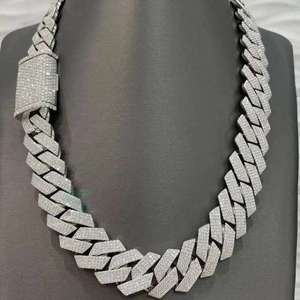 สร้อยคอแบบ Cuban Link ฮิปฮอปแบบ Iced Out กว้าง 24 มม. 4 แถว แบบไมอามี ประดับเพชร VVS Moissanite - Product Image 2