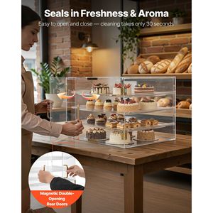 Espositore Commerciale a 4 Livelli per Pasticceria, Vetrina Trasparente in Acrilico da Banco per Pasticcini e Pane, per Cucina e Feste - Product Image 4