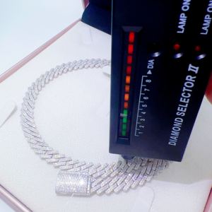 Popular Style Square Shape Hip Hop <b>Iced</b> <b>Out</b> 925 Silver Moissanite Diamond Pass Diamond Tester Miami Cuban <b>Chain</b> Necklace for Men - Product Image 3