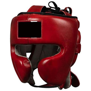 Casque de boxe en cuir rouge et équipement de protection, protège-tête de boxe rembourré durable pour l'entraînement et le sparring - Product Image 4