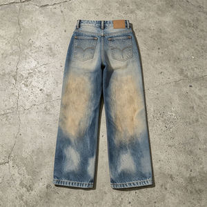 Custom Premium Vintage Blue Stonewashed Denim Jeans Breathable Quick Dry Mid Waist Regular Fit Casual Embroidery OEM ODM - Product Image 6
