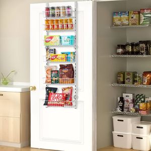Organizzatore da Appendere Sopra la Porta a 6 Ripiani in Acciaio Resistente, Porta Spezie Regolabile da Parete, Soluzione Organizzativa per Dispensa - Product Image 2