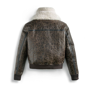 Leather Bomber <b>Jacket</b> Thin Winter Vintage Inspired Style Real Leather Durable Craft <b>Warm</b> <b>Men</b> Outerwear Fashionable Front - Product Image 4