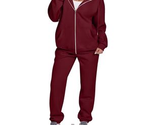 Top Supplier Lightweight 100% Cotton Stylish Jogging Women's Long Sleeve 2-in-1 Fleece Winter Sportswear Training Tracksuit - Product Image 3