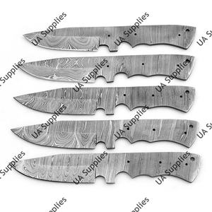 Cuchillo de camping multiusos de acero de Damasco 1095 15N20 forjado a mano, OEM DIY, afilado como una navaja, 58 HRC, hoja completa pulida, punta de gota - Product Image 6